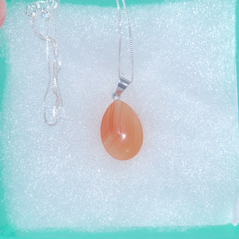 Boho Carnelian Agate Sterling Silver 18” Necklace